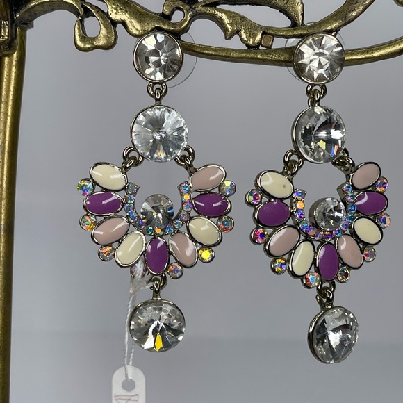 NWT Enamel & Rhinestone Formal Earrings | 2.25” Long
